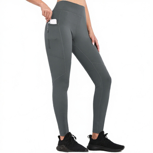 STANDLAR INTERNATIONAL Women's Seamless Casual Mid Waist Thick <b>Fleece</b> Breathable Spandex/Polyester <b>Leggings</b> with Pockets - Product Image 2