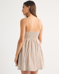 LEDUO Summer Vacation Beach Style Striped Lace Trim Tie Cami Babydoll Mini Women's Dress - Product Image 2