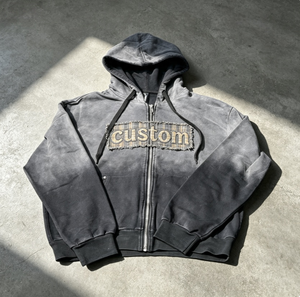 Sweat à capuche surdimensionné personnalisé pour homme, style streetwear, délavé à l'acide, effet usé, 100% coton épais, effet soleil éclairé - Product Image 3