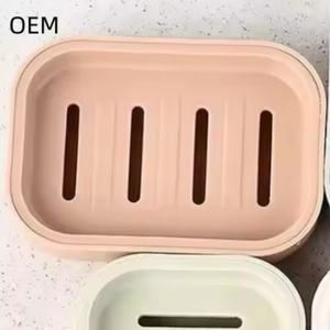 Caja de jabón de drenaje simple fresca pequeña de fábrica, soporte de jabón de cocina de plástico PP de inyección de doble capa con tapa de un solo nivel al por mayor - Product Image 1