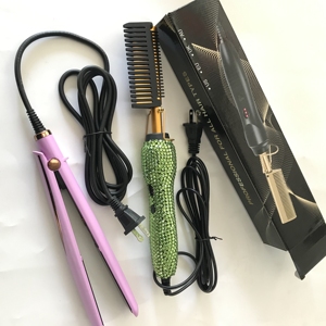 Peigne chaud lisseur cheveux peigne chauffant électrique professionnel, fer à friser bling peigne chaud - Product Image 1