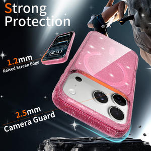 Étui de téléphone portable pour 17 Pro, en TPU et acrylique, design professionnel, paillettes, haute transparence, grande fenêtre, protection 360°, antichoc - Product Image 2