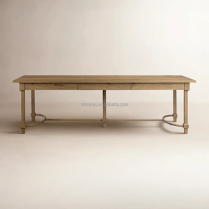 <span class=keywords><strong>MYHOME</strong></span> Tavolo da Pranzo Rettangolare in Legno Massello Stile Antico Francese, Fatto a Mano e Durevole per Uso Domestico - Product Image 1