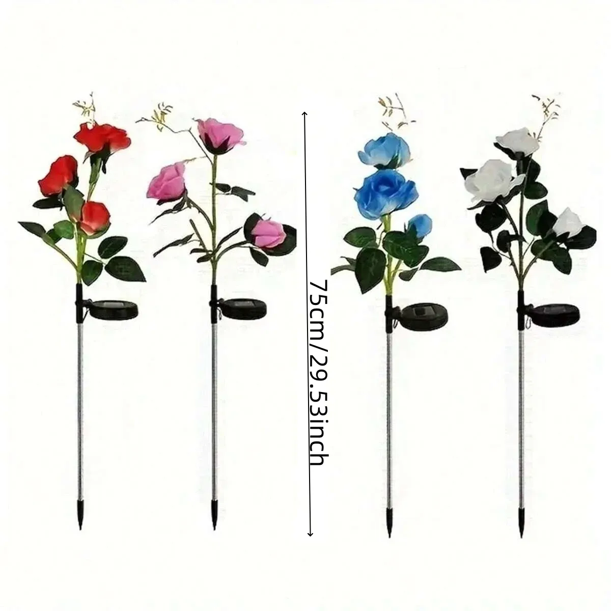 3 Heads Solar Lights Outdoor Decorative Solar Garden Lights Rose Flower Lawn Lamp for Yard Patio Garden Decor