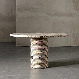 <span class=keywords><strong>Tavolo</strong></span> da pranzo in travertino <span class=keywords><strong>rosso</strong></span> con Base di anelli per <span class=keywords><strong>cucina</strong></span> di design isola angolo colazione e concetto aperto casa - Product Image 6