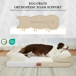 Orthopedisch hondenbed voor grote honden, aanpasbare kleur & maat, waterdicht, afneembare randen, wasbare hoes - Product Image 2