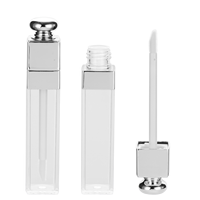 Tube de brillant à lèvres de luxe personnalisable B218 en plastique, emballage carré avec capuchon argenté, couleur nude - Prix