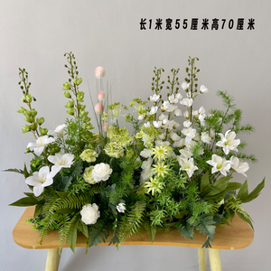Disegno floreale bianco matrimonio fiore artificiale corridore decorazione evento tavolo corridoio fiore corridore - Product Image 4