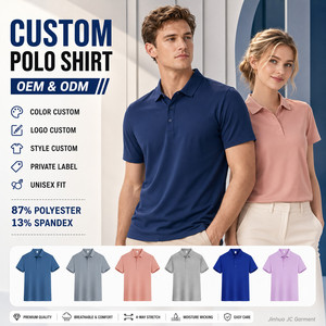 เสื้อโปโลแบบยูนิเซ็กซ์ แขนสั้น ผ้าถัก สีพื้น 87% โพลีเอสเตอร์ 13% สแปนเด็กซ์ ระบายอากาศได้ดี ซับเหงื่อ รับผลิตแบบ ODM OEM - Product Image 1