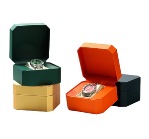 Boîte cadeau pour montre en cuir avec insert coussin blanc, boîte de rangement pour montre à bracelet, pour cadeau d'affaires, logo personnalisé disponible - Product Image 1