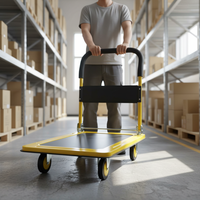 Chariots à plateforme en acier antidérapants personnalisables, conception à quatre roues, utilisation en entrepôt, transport d'affaires personnels, support OEM