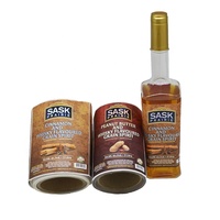 Botella de whisky de potencia privada, etiqueta blanca, etiqueta de papel de aluminio dorado azul