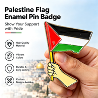 Épinglette en émail personnalisée Drapeau de la Palestine, motif main tenant le drapeau, badge de revers symbolique, motif moderne antique fleur d'amour, pour commandes en gros et événements