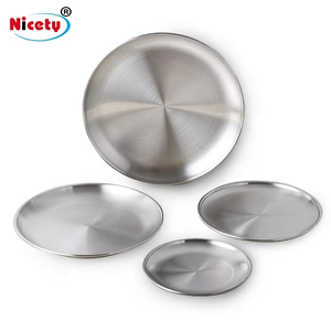 Assiettes en métal de qualité alimentaire Nicety pour restaurant, en acier inoxydable, plateau de service personnalisé pour pizza, plat - Product Image 1