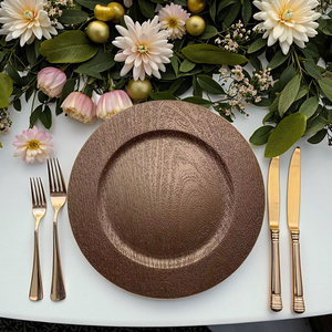 Platos de plástico decorativos con textura de <span class=keywords><strong>madera</strong></span> rústica moderna de 13 pulgadas para bodas, platos de plástico con diseño de <span class=keywords><strong>madera</strong></span>, venta al por mayor - Product Image 4