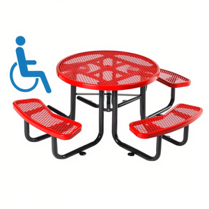 Tavolo da picnic moderno OME 46\" ADA in acciaio espanso termoplastico per giardino/esterno con sedie, ideale per parchi e bordo mare - Product Image 2