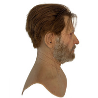 Masque intégral en silicone à texture de peau réaliste avec cheveux et barbe, visage d'homme âgé pour théâtre, cinéma, film, farce