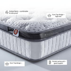Colchões de Alta Qualidade com Molas Ensacadas, Espuma Viscoelástica em Gel de Alta Densidade, Colchão de Hotel, Tamanho Casal, King Size de Luxo - Product Image 1