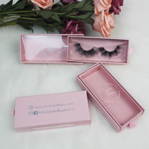 B01 Wholesale private brand custom false eyelash packaging box with logo magnetic PINK PVC drawer box packaging for eyelashes