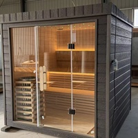 Sauna Exterior Moderna Personalizada de Vapor Seco con Construcción de Abeto y Tablero Carbonizado/WPC, Cabina de Jardín, Vestuario para Spa en el Patio Trasero