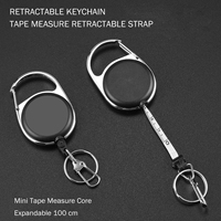 Mètre Ruban Télescopique Automatique Rétractable Booms Fishing ABS 100cm (40 Pouces) Portable Noir pour Outils de Pêche et Porte-Badge