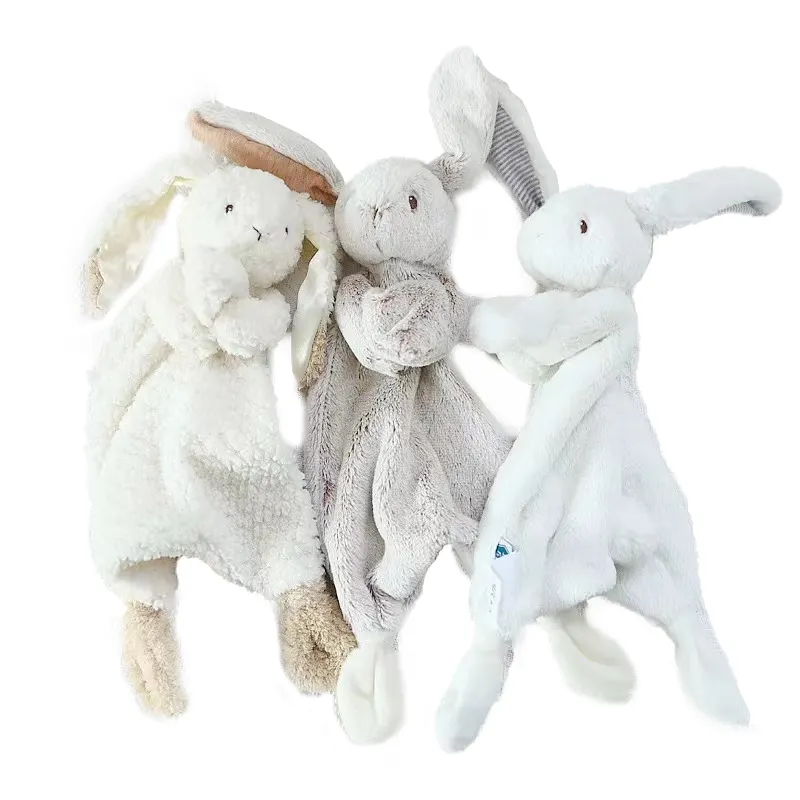 กระต่ายรักษาความปลอดภัยแบบแฮนด์เมดน่ารักสำหรับทารกแรกเกิดผ้าห่มผ้าห่มนุ่มพิเศษนุ่มสบาย