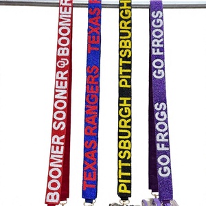 สายรัดผ้าลูกปัดแบบวินเทจรักษ์โลก CRYSTAL CRAFT พร้อมข้อความสั่งทำ BOOMER SOONER Texas Rangers Pittsburgh Go Frogs สีสันสดใส - Product Image 1