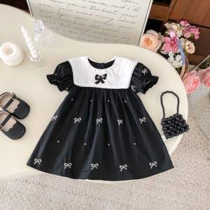 Nuovo <span class=keywords><strong>Vestito</strong></span> Estivo per Bambine, Gonna Principessa con Fiocco e Ricami, Abito a Maniche Corte per Bambine - Product Image 2