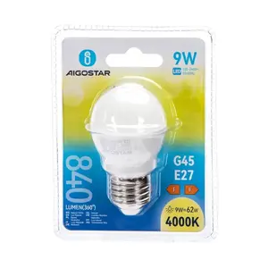 Bombilla LED G45 E27 9W, luz brillante, ahorro de energía, larga vida útil, ideal para iluminación general y decorativa. - Product Image 2