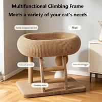 Arbre à chat compact et peu encombrant, griffoir en sisal résistant à l'usure avec échelle d'escalade, lit pour chat tressé de luxe pour usage domestique