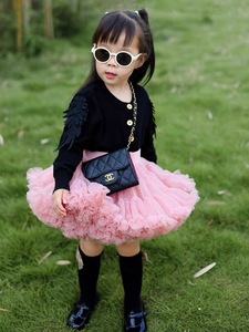 Jupes roses mignonnes pour enfants Mini jupe en tulle pour filles robe <span class=keywords><strong>tutu</strong></span> d'anniversaire pour enfants bébé fille avec péplum floral - Product Image 5