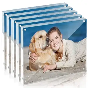 5x7 4x6 Bulk Luxury Horizontal Magnet Double Sided Thick Clear Frameless Acrylic Magnetic Picture Photo Blocks Frame for photos