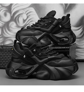 Korean Style New Versatile Breathable Splicing Thick Sole Trendy Dad <b>Shoes</b> Youth Popular <b>Height</b>‑up Sports Casual Sneakers - Product Image 5