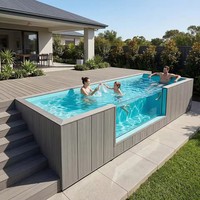 Piscines hors sol en fibre de verre FRP, jacuzzi spa conteneur de petite taille, pour patios de maisons familiales, en bois sur mesure, à prix abordable