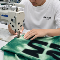 T-shirt RAMAX 250 g/m² vert dégradé, motif éclaboussures de peinture, streetwear pour homme, fabrication OEM, MOQ 50 pièces