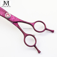 Ciseaux de toilettage pour animaux de compagnie de qualité supérieure, uniques, en acier VG10, de 7 pouces, couleur rose glacé, avec logo personnalisé, ciseaux courbes pour chiens