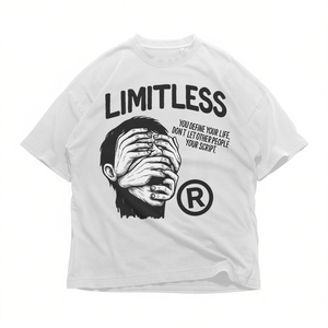 T-shirt Oversize Unisex con Grafica Illimitata, Illustrazione Grunge, Top Artistico Motivazionale - Product Image 2