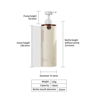 500ml vide rond shampooing revitalisant cheveux bouteille de lotion liquide étiquette personnalisée 750ml PET Gel douche bouteilles en plastique