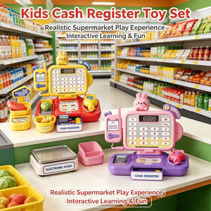 Caisse enregistreuse multifonctionnelle pour enfants avec scanner vocal, lecteur de cartes et calculatrice – Jouet de supermarché en promotion - Product Image 3