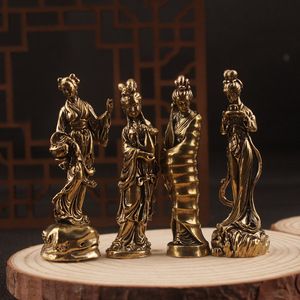 Brass Four Talented Women Figurines 4Pcs Handmade Tabletop <b>Decor</b> Home Office Ornament - Product Image 1