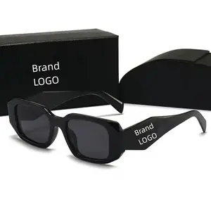 2023 Fashion Luxury Brand Designer Black Shades Square Custom Logo Sunglasses Small Frame Fashion Sunglasses 2024 For Men