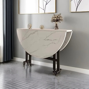 Tavolo da Pranzo Moderno Pieghevole con Ruote, Espandibile, Salvaspazio per <span class=keywords><strong>Cucina</strong></span>, Scrivania Mobile per Piccoli Appartamenti - Product Image 2