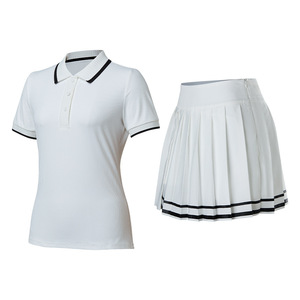 Ensemble élégant pour femmes, haut polo et jupe plissée, 2 pièces, couleur contrastée, respirant et doux, ensemble de jupe pour pickleball, badminton, tennis - Product Image 2
