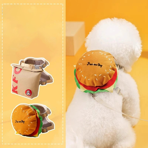 Großräumiger, modischer, gepolsterter Polyester-Haustier-Rucksack im Burger-Design mit Brustgurt und Leine für Spaziergänge - Product Image 1