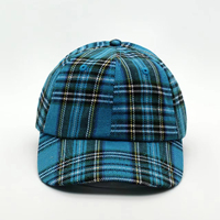 Casquette de baseball unisexe non structurée à 6 panneaux en coton à carreaux avec logo personnalisé et sangle Velcro ajustable – Vente en gros