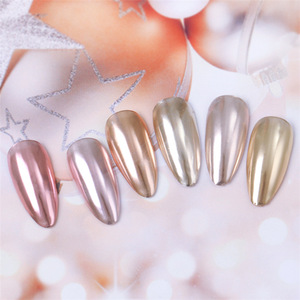 Poudre à ongles effet miroir Aurora Chrome Or Rose, pigment électrolytique titane pour nail art gel pailleté - Product Image 3