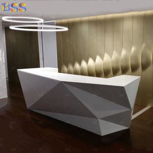 طاولة مكتب للاستقبال, طاولة مكتب للاستقبال بفكرة المنطقة الحداثة استخدام تجاري أبيض كوريان أثاث طاولة مكتب استقبال مخصصة - Product Image 4