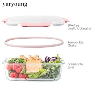 Conteneur alimentaire carré en verre borosilicate de haute qualité avec couvercle hermétique – Vente en gros |   Sans BPA, compatible micro-ondes et congélateur, OEM personnalisé - Product Image 3