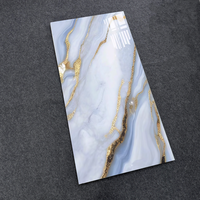 Carrelage extérieur en porcelaine vitrifiée élégant et moderne, aspect marbre bleu doré, 600x1200mm, poli, émaillé, antidérapant, résistant aux acides