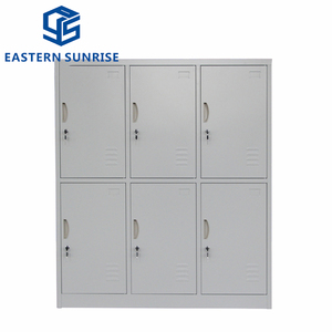 Armoire en acier à <span class=keywords><strong>porte</strong></span> <span class=keywords><strong>coulissante</strong></span> robuste, casier à 6 compartiments avec dessus incliné, miroirs et cintres - Product Image 5